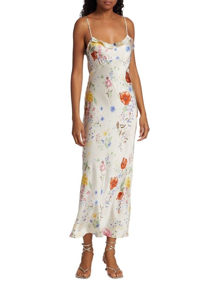 Reformation Aribella Silk Floral Midi Dress Etude Size Medium Nwt